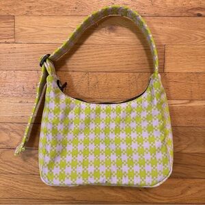 NWOT - Never Used BAGGU Mini Nylon Shoulder Bag in Pink Pistachio Gingham